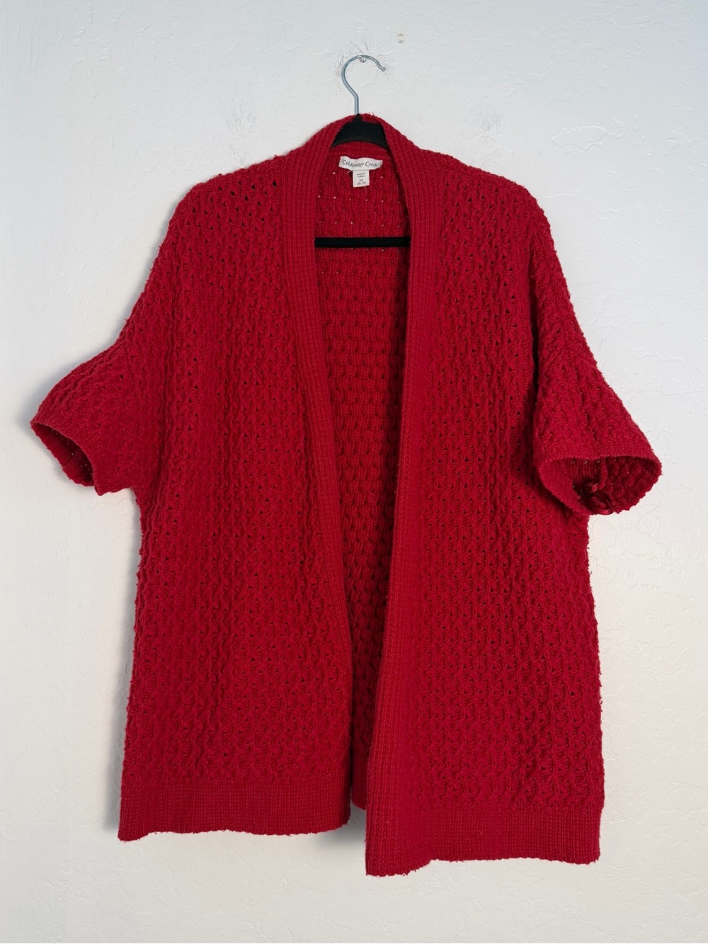 Coldwater Creek Women's 2X (20-22) Sweater Cardigan Knit Red/Berry Open-Front